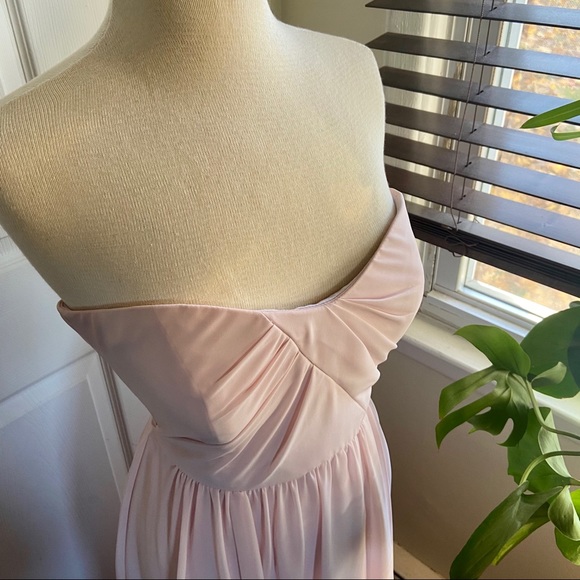 SOCIAL Bridesmaids Strapless Georgette Gown Blush Size 10 - Picture 2 of 10